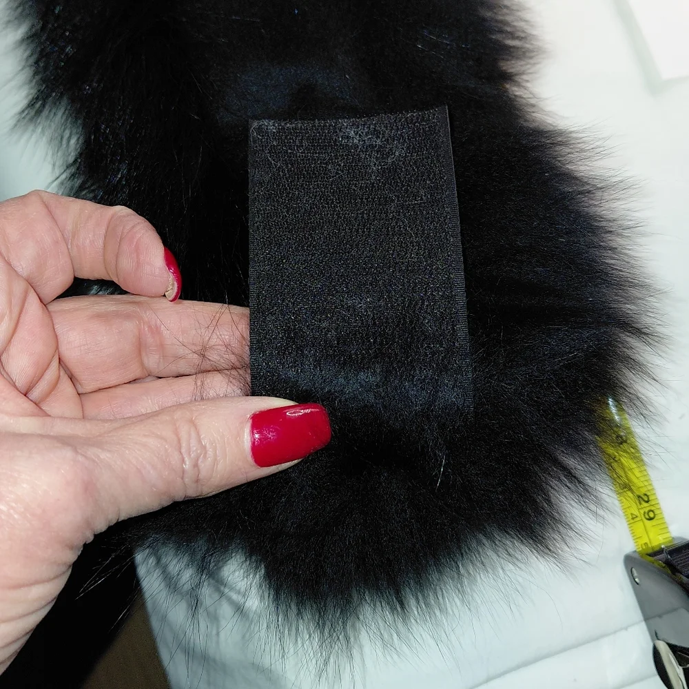 Plush Black Fox Fur Headband, Scarf, Collar, Wrap.